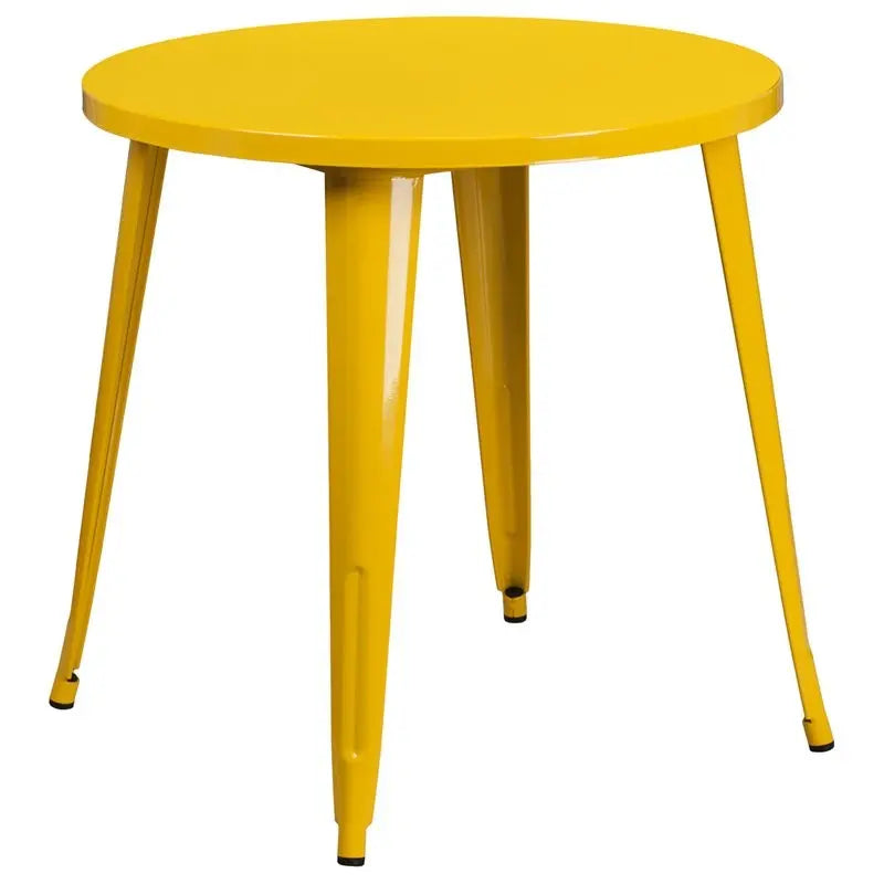 Brimmes Round 30'' Yellow Metal Table for Patio/Bar iHome Studio