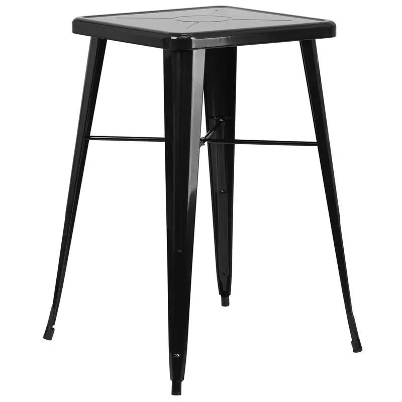 Brimmes Square 23.75'' Black Metal Bar Height Table for Patio/Bar iHome Studio