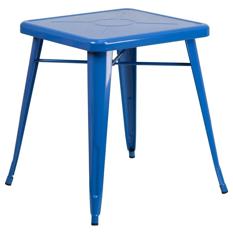 Brimmes Square 23.75'' Blue Metal Table for Patio/Bar iHome Studio