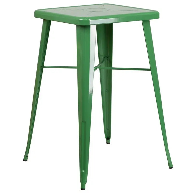 Brimmes Square 23.75'' Green Metal Bar Height Table for Patio/Bar iHome Studio