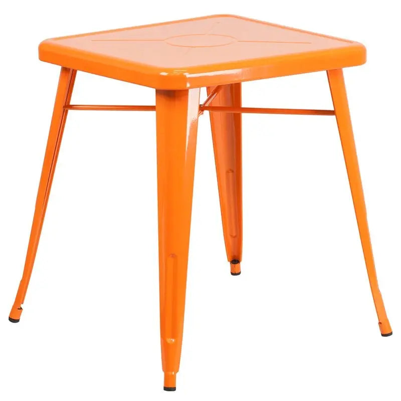 Brimmes Square 23.75'' Orange Metal Table for Patio/Bar iHome Studio