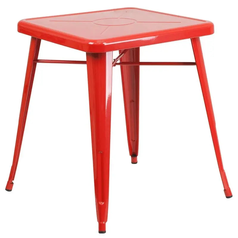 Brimmes Square 23.75'' Red Metal Table for Patio/Bar iHome Studio