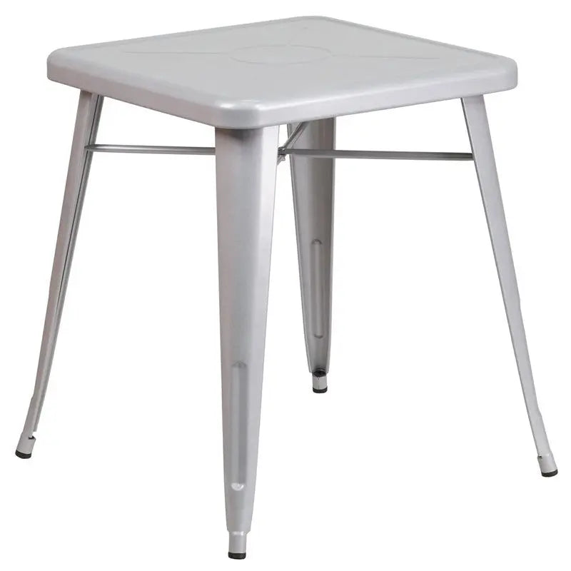 Brimmes Square 23.75'' Silver Metal Table for Patio/Bar iHome Studio