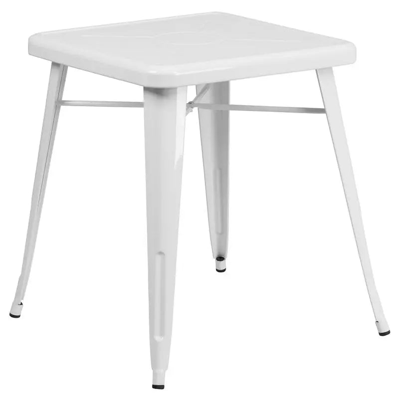 Brimmes Square 23.75'' White Metal Table for Patio/Bar iHome Studio