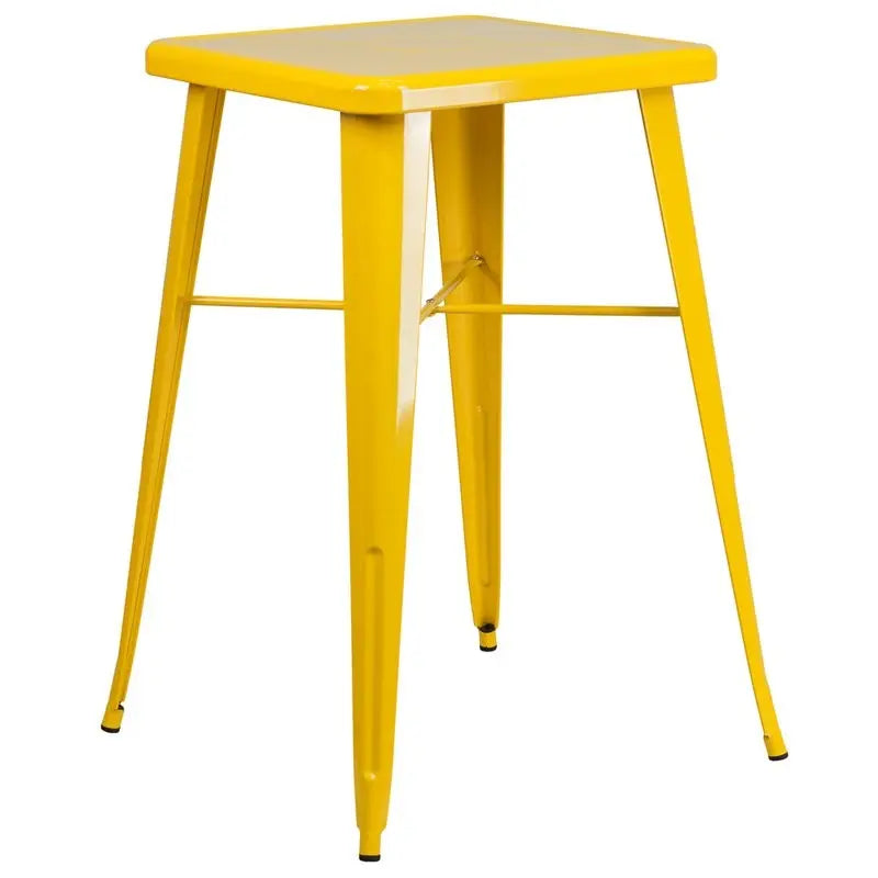 Brimmes Square 23.75'' Yellow Metal Bar Height Table for Patio/Bar iHome Studio