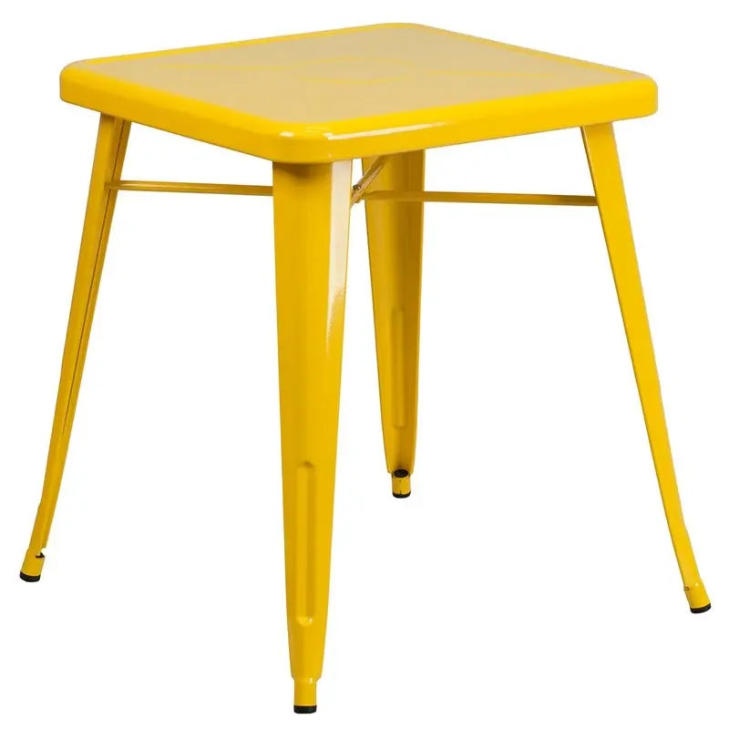 Brimmes Square 23.75'' Yellow Metal Table for Patio/Bar iHome Studio