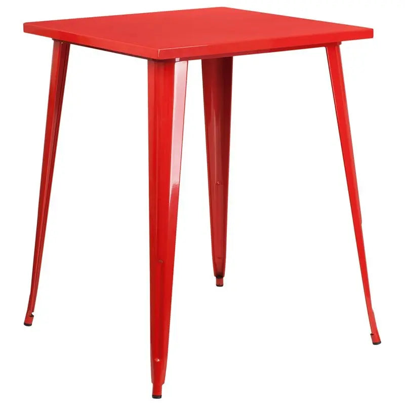 Brimmes Square 31.5'' Bar Height Red Metal Table for Patio/Bar iHome Studio