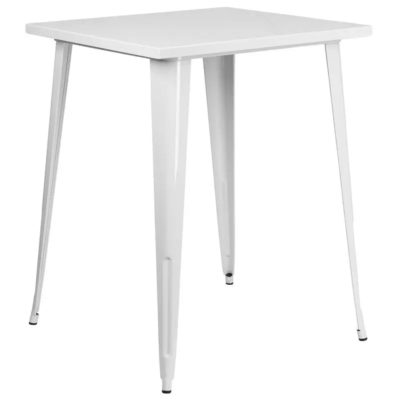 Brimmes Square 31.5'' Bar Height White Metal Table for Patio/Bar iHome Studio