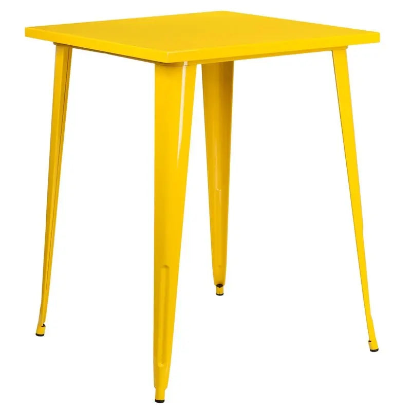 Brimmes Square 31.5'' Bar Height Yellow Metal Table for Patio/Bar iHome Studio