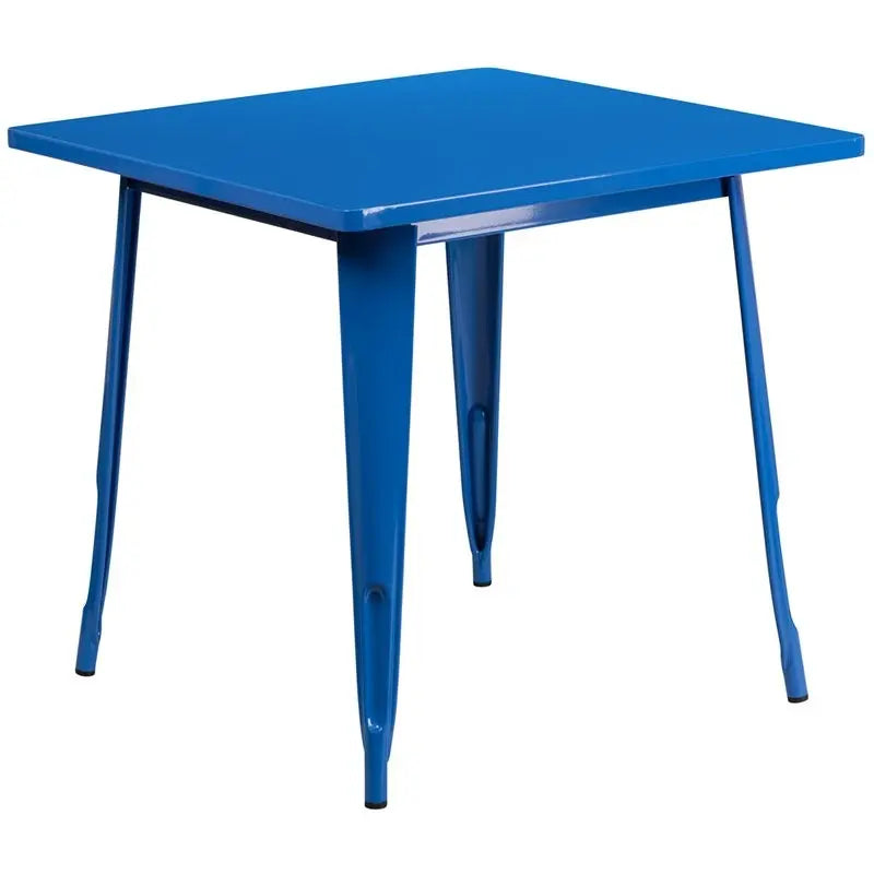 Brimmes Square 31.5'' Blue Metal Table for Patio/Bar iHome Studio
