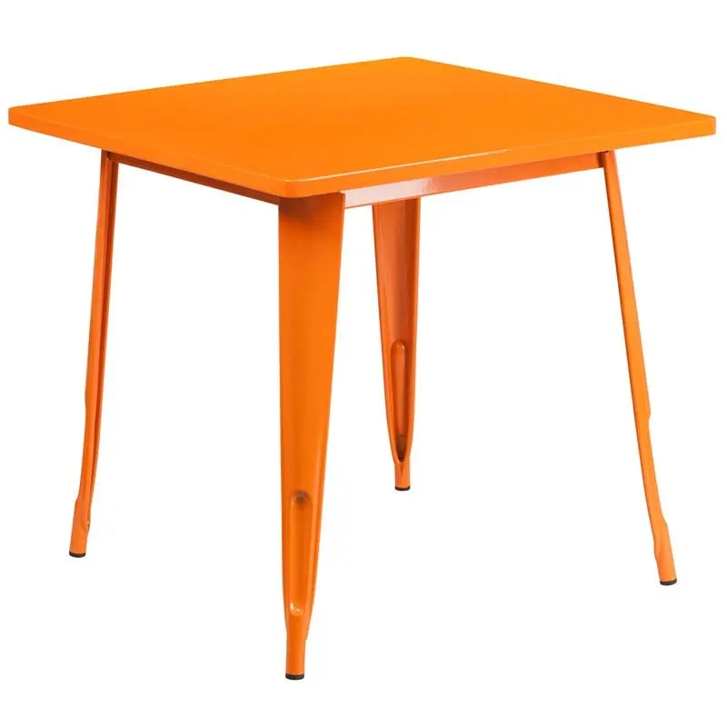 Brimmes Square 31.5'' Orange Metal Table for Patio/Bar iHome Studio