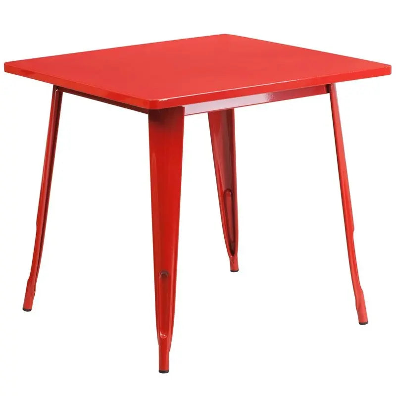 Brimmes Square 31.5'' Red Metal Table for Patio/Bar iHome Studio