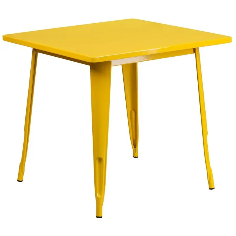Brimmes Square 31.5'' Yellow Metal Table for Patio/Bar iHome Studio