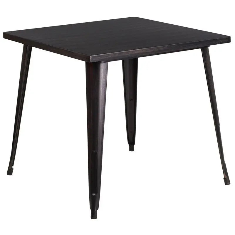 Brimmes Square 31.75'' Black-Antique Gold Metal Table for Patio/Bar iHome Studio