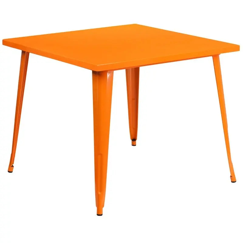 Brimmes Square 35.5'' Orange Metal Table for Patio/Bar iHome Studio