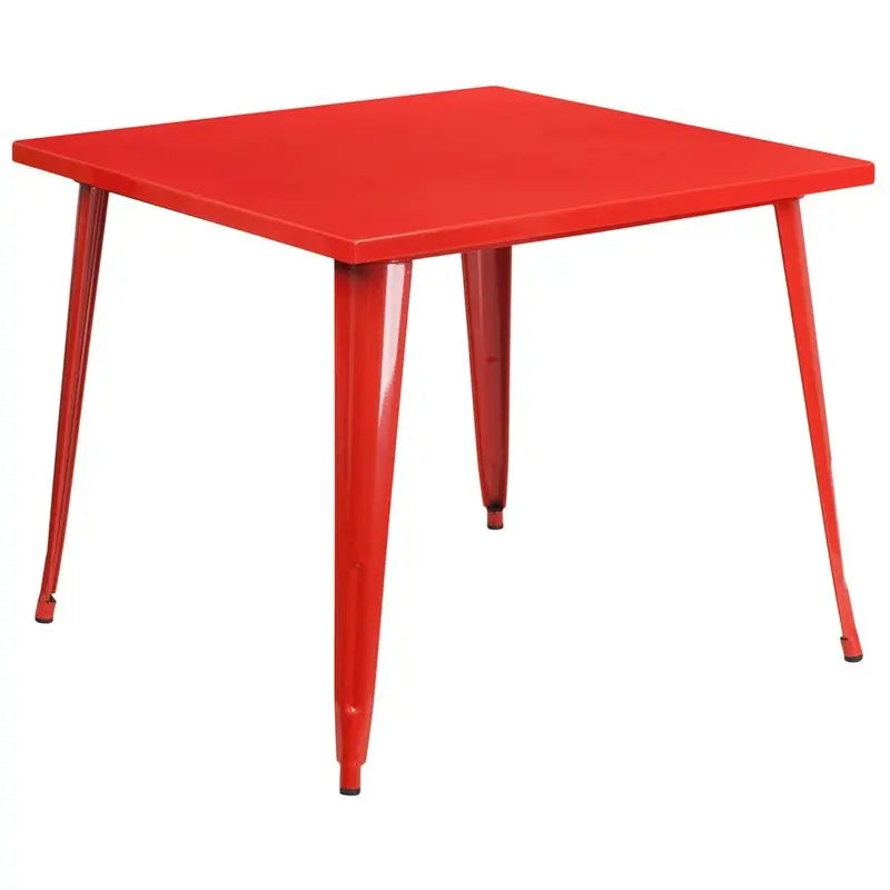 Brimmes Square 35.5'' Red Metal Table for Patio/Bar iHome Studio