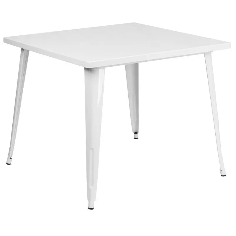 Brimmes Square 35.5'' White Metal Table for Patio/Bar iHome Studio