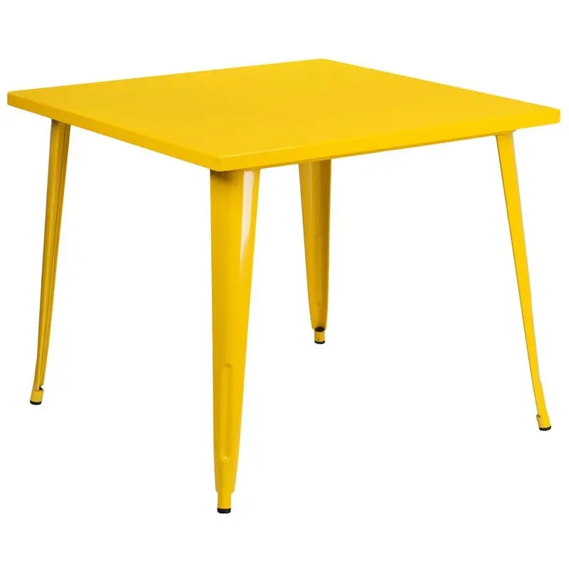 Brimmes Square 35.5'' Yellow Metal Table for Patio/Bar iHome Studio