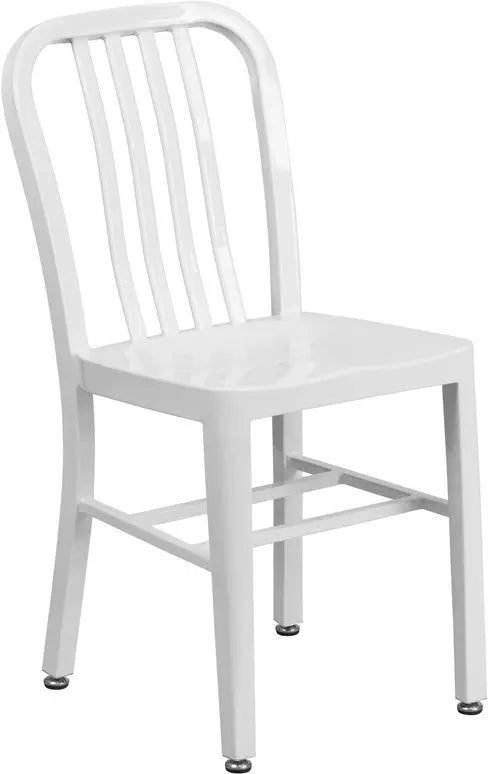 Brimmes White Metal Chair w/Vertical Slat Back Back for Patio/Bar/Restaurant iHome Studio