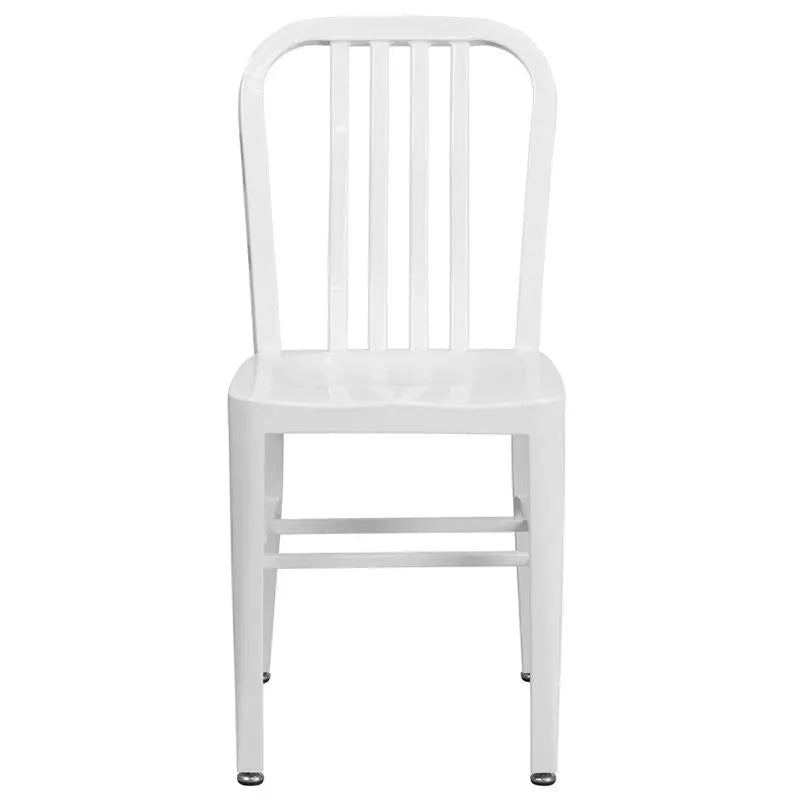 Brimmes White Metal Chair w/Vertical Slat Back Back for Patio/Bar/Restaurant iHome Studio
