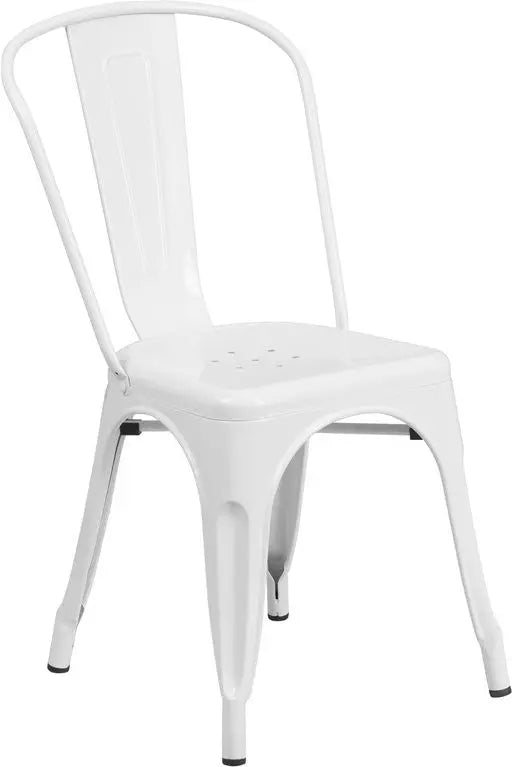 Brimmes White Metal Stackable Chair w/Vertical Slat Back for Patio/Bar iHome Studio