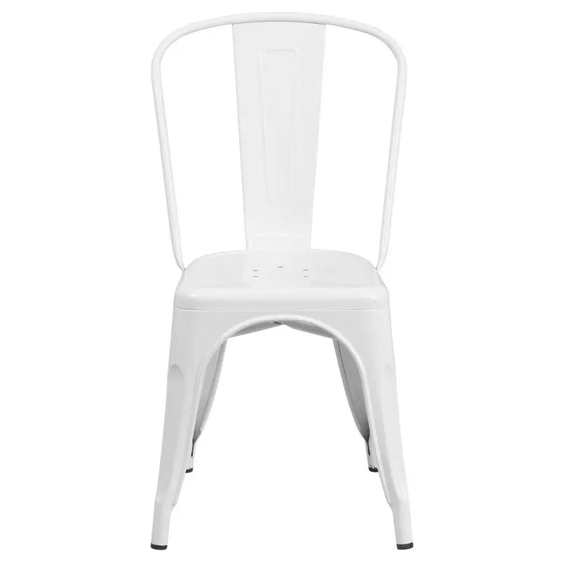 Brimmes White Metal Stackable Chair w/Vertical Slat Back for Patio/Bar iHome Studio
