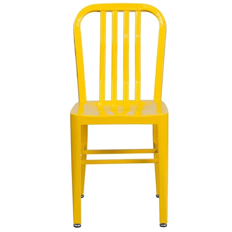 Brimmes Yellow Metal Chair w/Vertical Slat Back Back for Patio/Bar/Restaurant iHome Studio