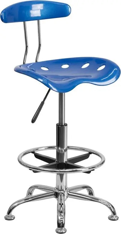 Brittany Bright Blue Professional Drafting Stool w/Tractor Seat iHome Studio