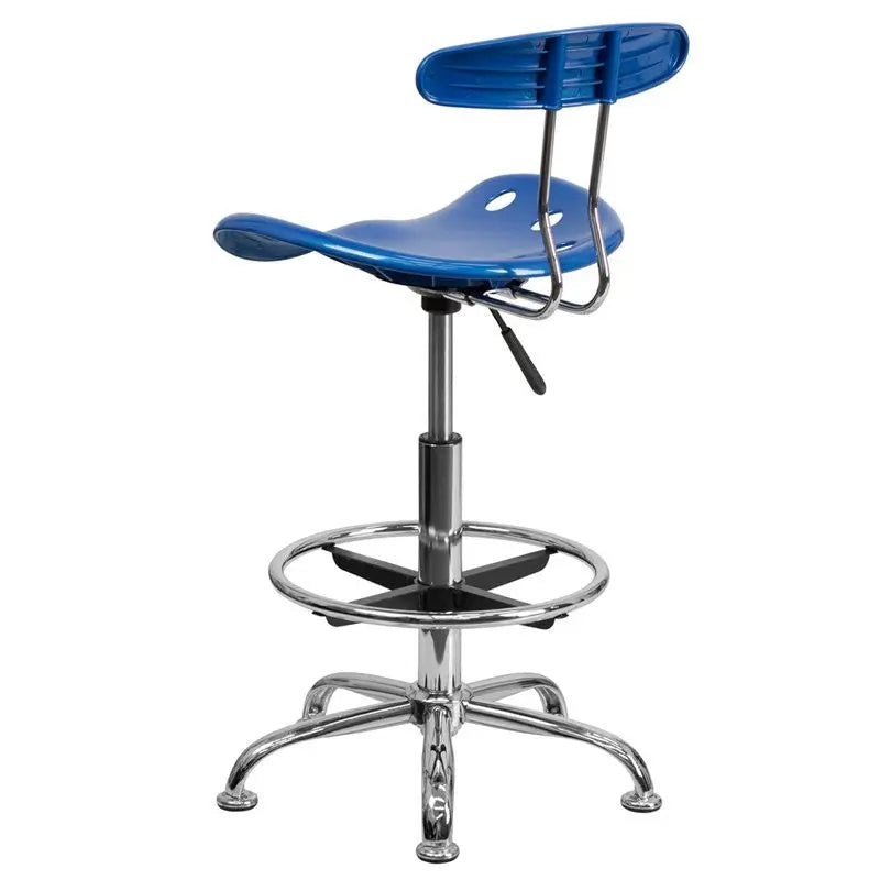 Brittany Bright Blue Professional Drafting Stool w/Tractor Seat iHome Studio