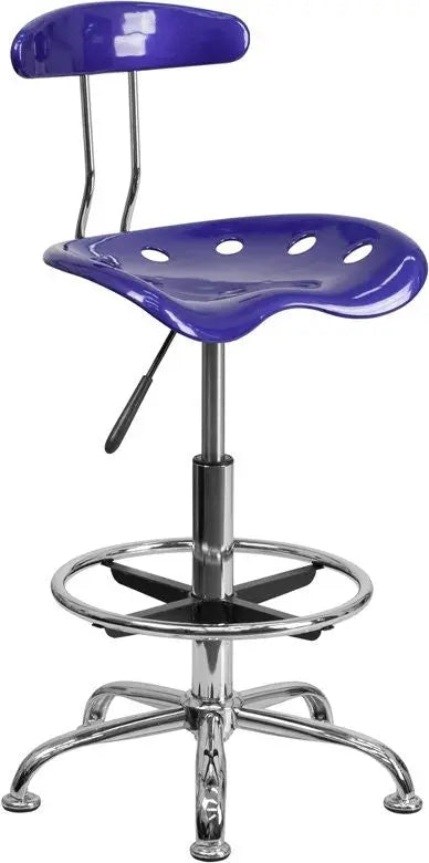 Brittany Deep Blue Professional Drafting Stool w/Tractor Seat iHome Studio