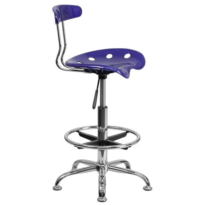 Brittany Deep Blue Professional Drafting Stool w/Tractor Seat iHome Studio
