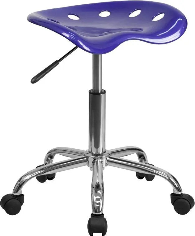 Brittany Deep Blue Tractor Seat & Chrome Multipurpose Stool iHome Studio