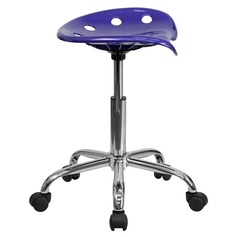 Brittany Deep Blue Tractor Seat & Chrome Multipurpose Stool iHome Studio