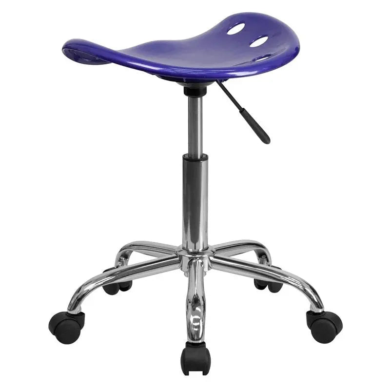 Brittany Deep Blue Tractor Seat & Chrome Multipurpose Stool iHome Studio