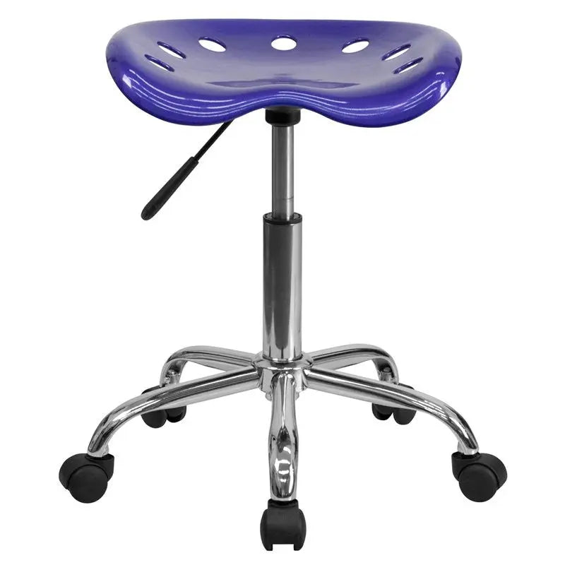 Brittany Deep Blue Tractor Seat & Chrome Multipurpose Stool iHome Studio