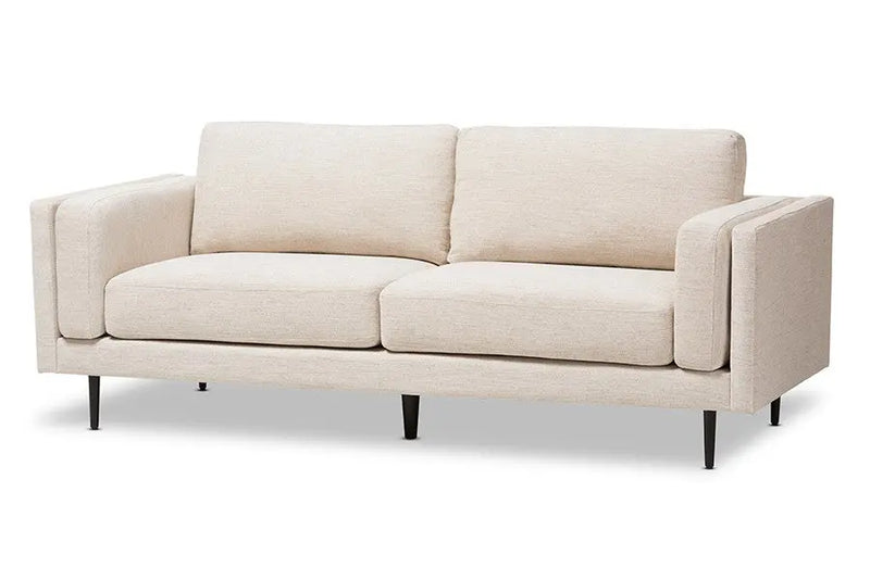 Brittany Light Beige Fabric Upholstered 3-Seater Sofa iHome Studio