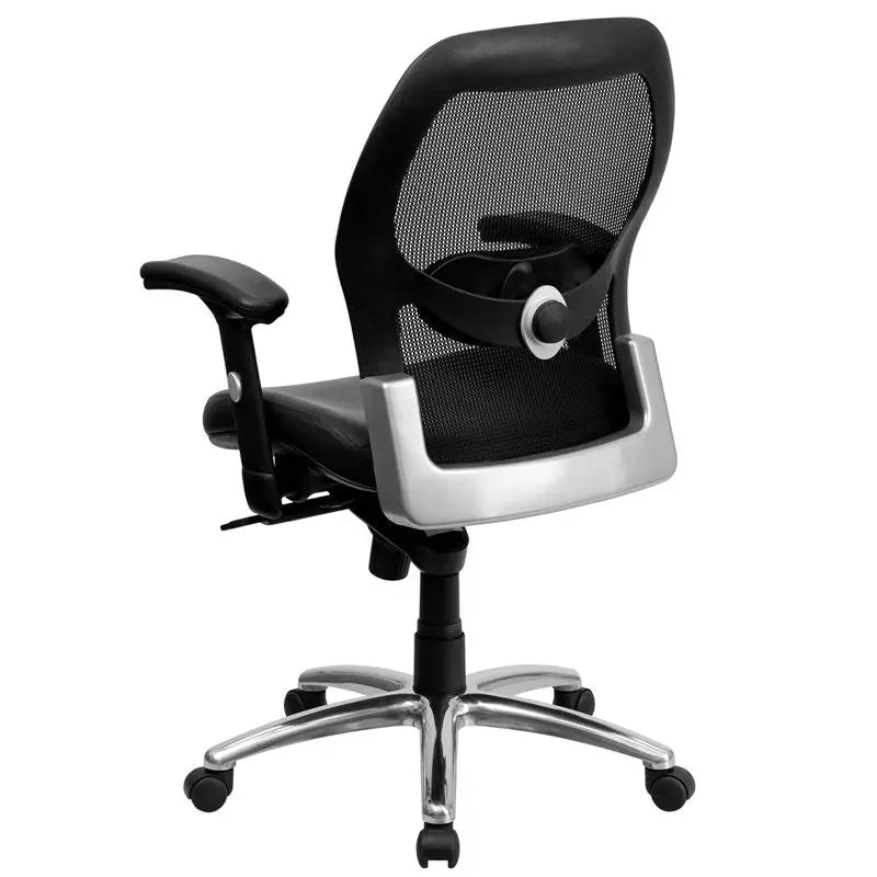Brittany Mid-Back Black Mesh Executive Leather Swivel Chair w/Knee Tilt, Arms iHome Studio