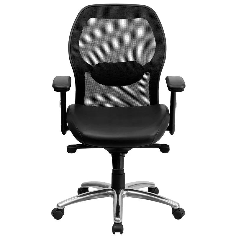 Brittany Mid-Back Black Mesh Executive Leather Swivel Chair w/Knee Tilt, Arms iHome Studio