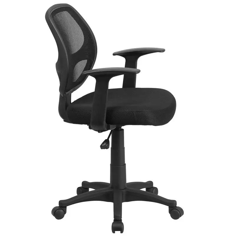Brittany Mid-Back Black Mesh Swivel Home/Office Task Chair w/Arms iHome Studio