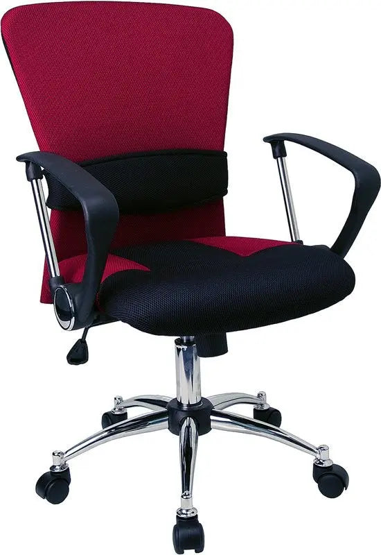 Brittany Mid-Back Burgundy Mesh Swivel Home/Office Task Chair w/Arms iHome Studio