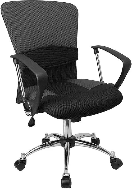Brittany Mid-Back Grey Mesh Swivel Home/Office Task Chair w/Arms iHome Studio