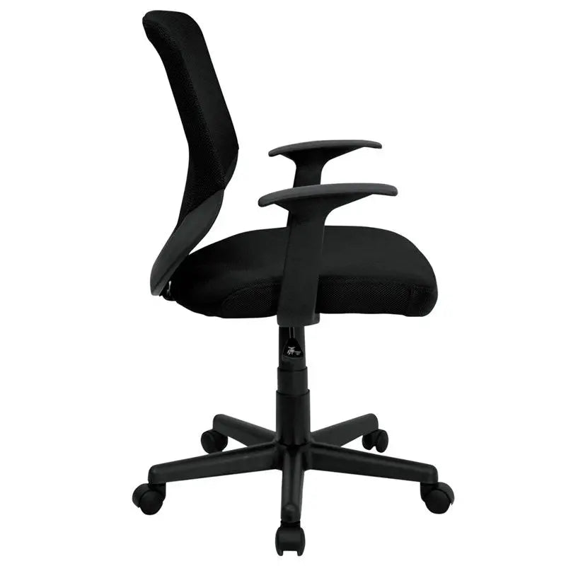 Brittany Mid-Back Padded Black Mesh Modern Swivel Home/Office Task Chair w/Arms iHome Studio