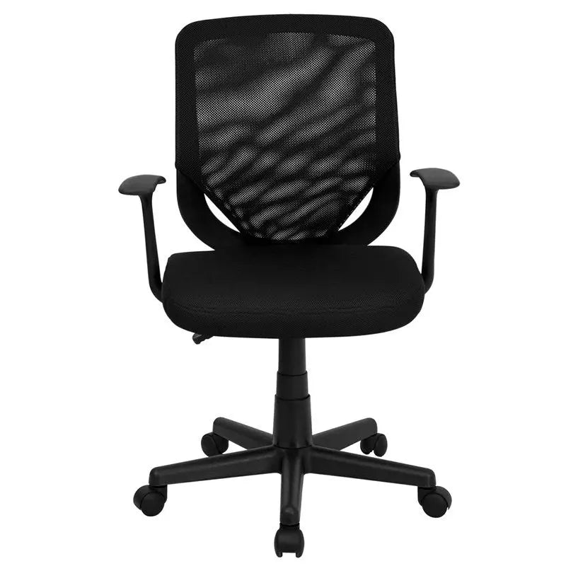 Brittany Mid-Back Padded Black Mesh Modern Swivel Home/Office Task Chair w/Arms iHome Studio