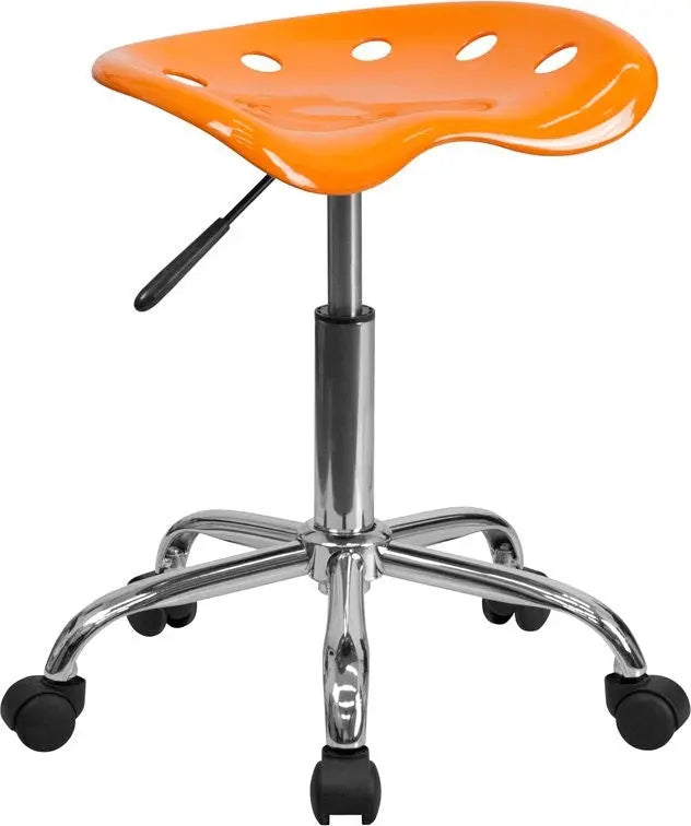 Brittany Orange Tractor Seat & Chrome Multipurpose Stool iHome Studio