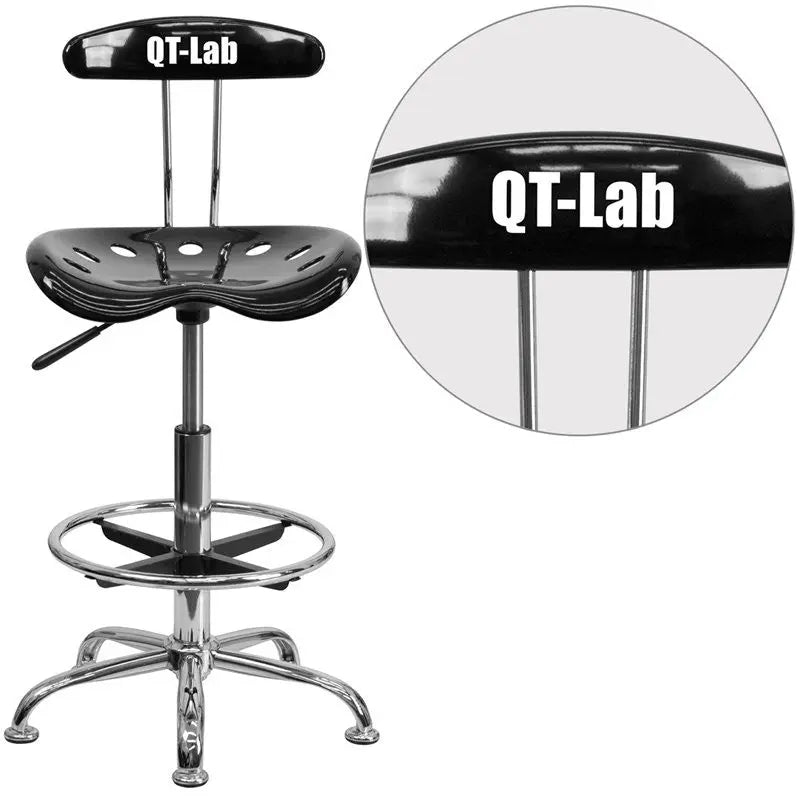 Brittany Personalized Black Professional Drafting Stool w/Tractor Seat iHome Studio