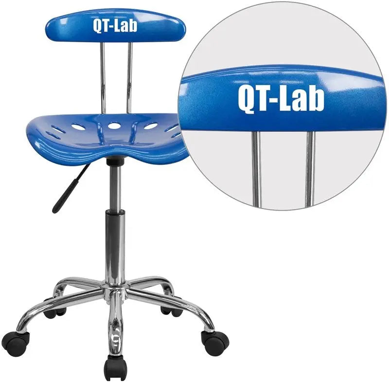 Brittany Personalized Bright Blue Swivel Home/Office Task Chair w/Tractor Seat iHome Studio