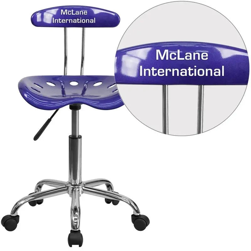 Brittany Personalized Deep Blue Swivel Home/Office Task Chair w/Tractor Seat iHome Studio