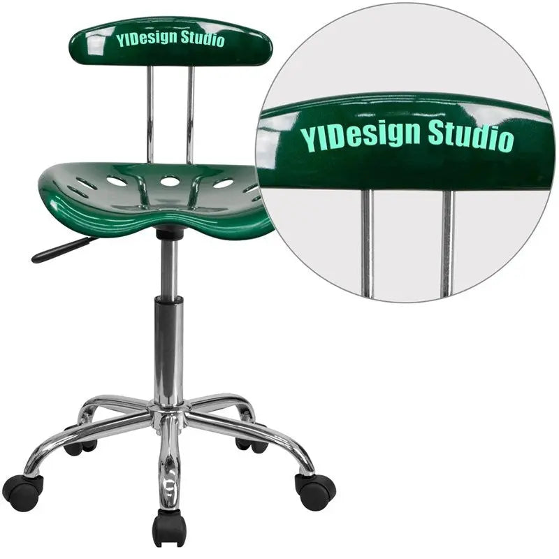 Brittany Personalized Green Swivel Home/Office Task Chair w/Tractor Seat iHome Studio