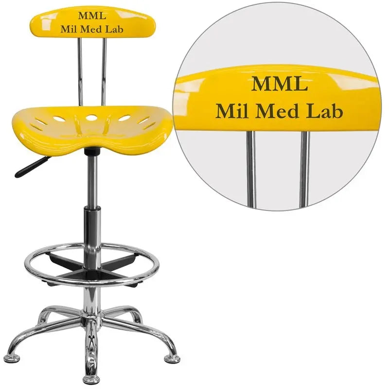 Brittany Personalized Orange-Yellow Professional Drafting Stool w/Tractor Seat iHome Studio