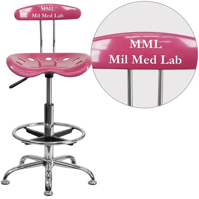 Brittany Personalized Pink Professional Drafting Stool w/Tractor Seat iHome Studio